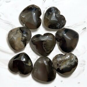 2 Heart-Shaped Volcanic Agate Stones